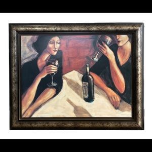 Large 38.5” X 30.5” picture of women drinking wine